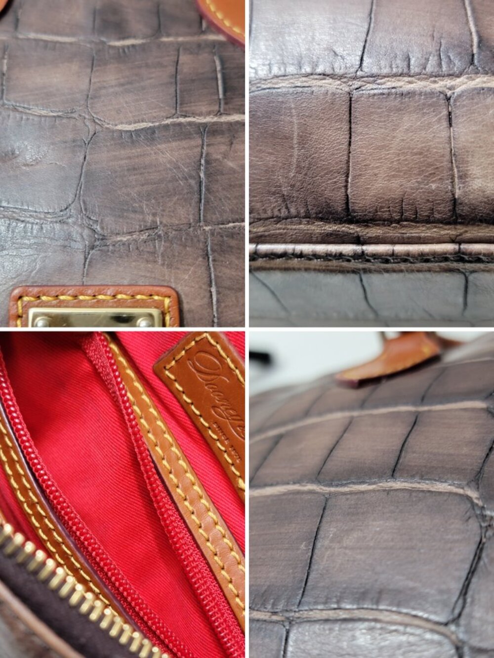 Dooney & Bourke Denison Mini Janine Satchel Brown Croc Embossed Leather Bag - Picture 8 of 9